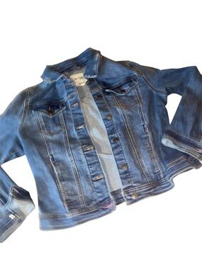 Kensie Jeans Blue Denim Jacket with Copper Hardware Size Large